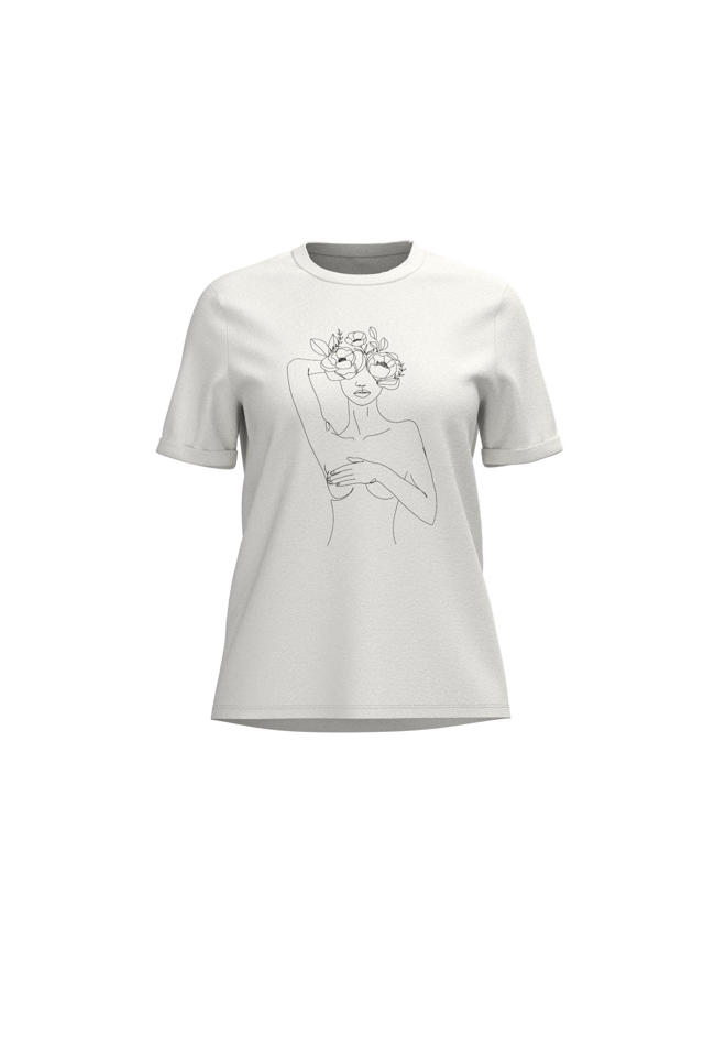 niezen spelen Rimpelingen PIECES T-shirt PCRIA met printopdruk wit | wehkamp