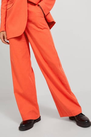 high waist wide leg pantalon JXMARY met linnen oranje
