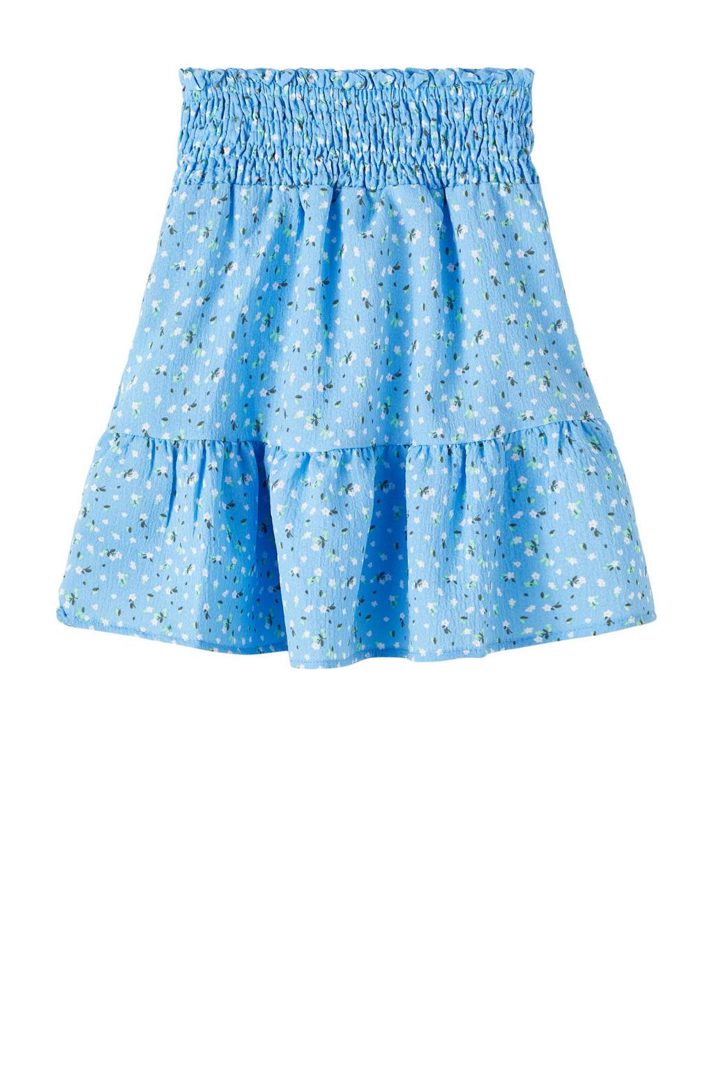 Blauwe meisjes NAME IT KIDS rok met all over print gemaakt van polyester en met elastische tailleband