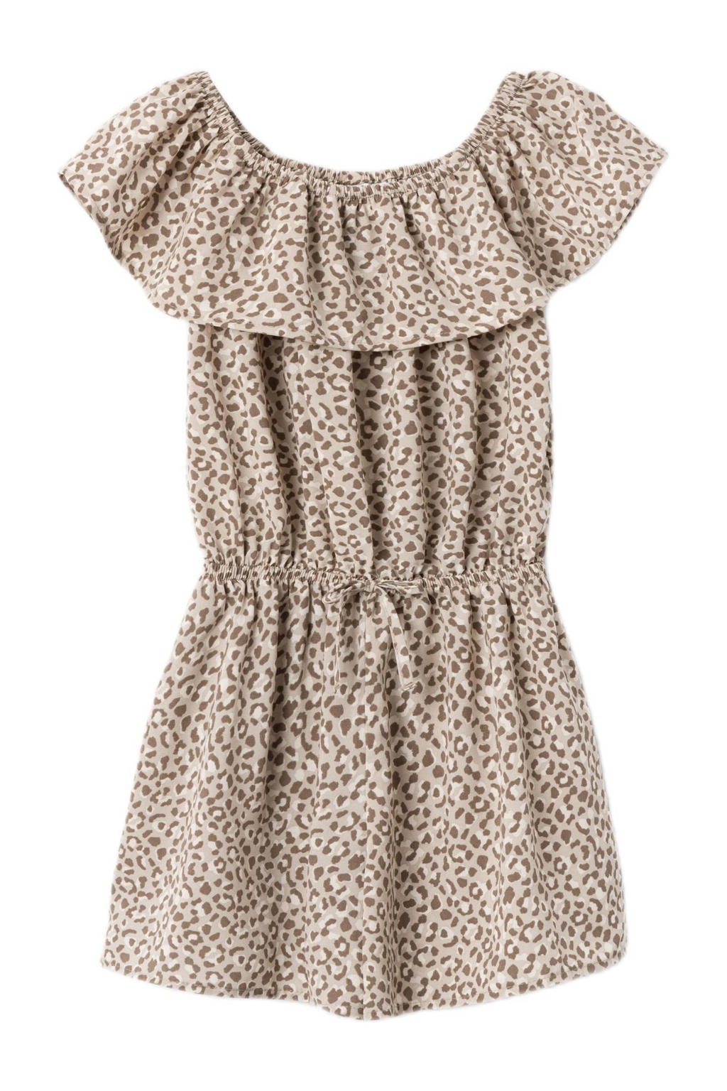 NAME IT KIDS off shoulder jumpsuit NKFVINAYA van polyester lichtbruin