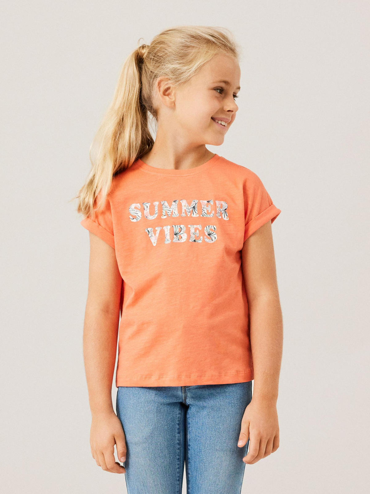 NAME IT KIDS T shirt NKFFAMMA Met Tekst Oranje Wehkamp