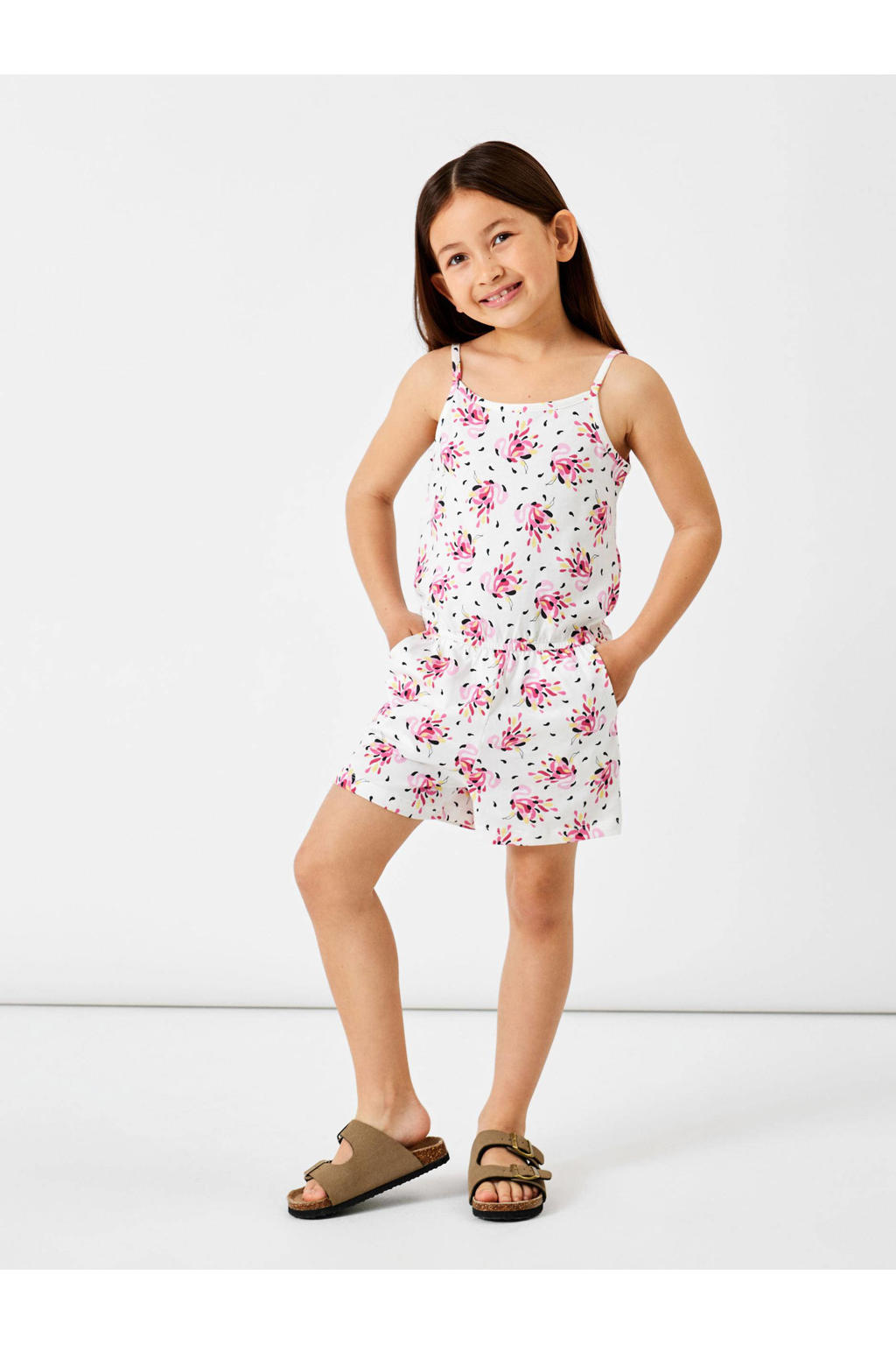 NAME IT KIDS playsuit NKFVIGGA met all over print wit/roze