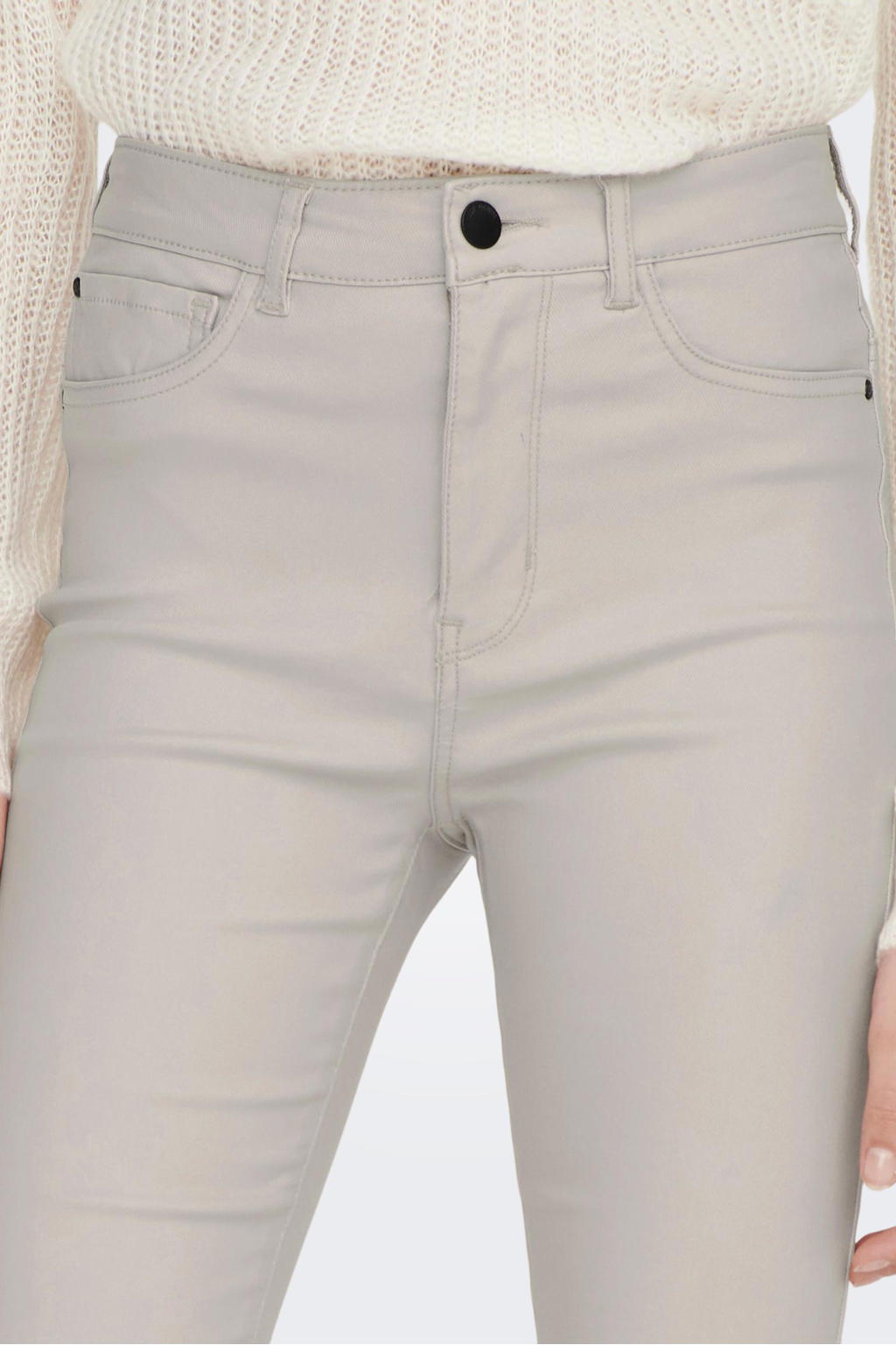 JDY coated high waist skinny broek JDYNEWTHUNDER beige | wehkamp