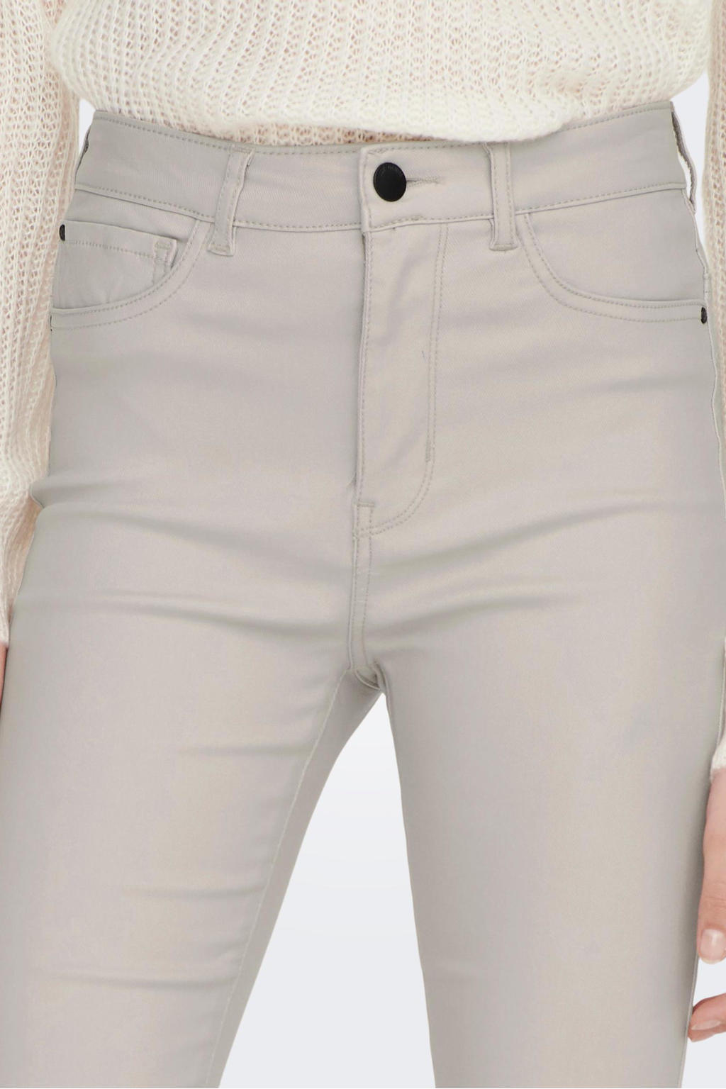 JDY coated high waist skinny broek JDYNEWTHUNDER beige | wehkamp