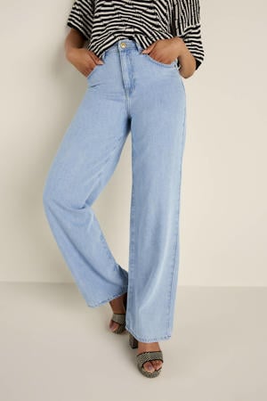 high waist wide leg jeans light blue denim