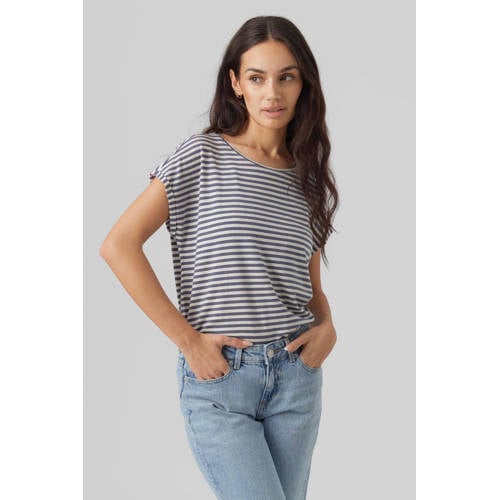 VERO MODA gestreept T-shirt VMAVA blauw/ecru afbeelding