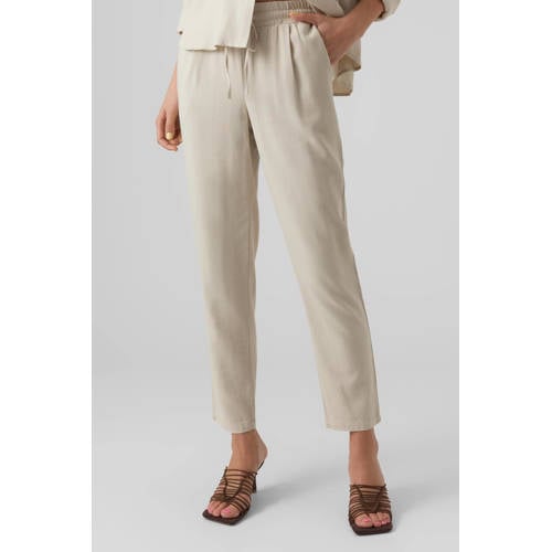 VERO MODA straight fit broek VMJESMILO met linnen beige afbeelding