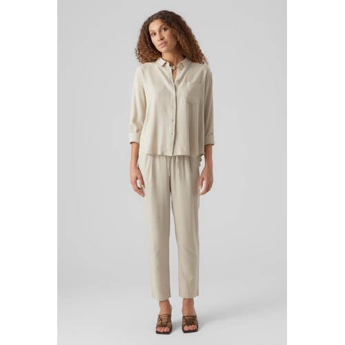 VERO MODA straight fit broek VMJESMILO met linnen beige afbeelding