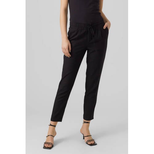 VERO MODA straight fit broek VMJESMILO met linnen zwart afbeelding