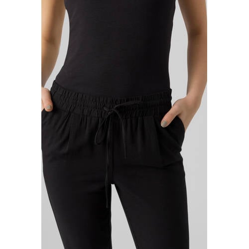 VERO MODA straight fit broek VMJESMILO met linnen zwart afbeelding