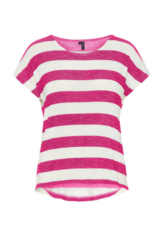 elegant Samenpersen Dalset VERO MODA gestreept T-shirt VMWIDE roze/wit | wehkamp