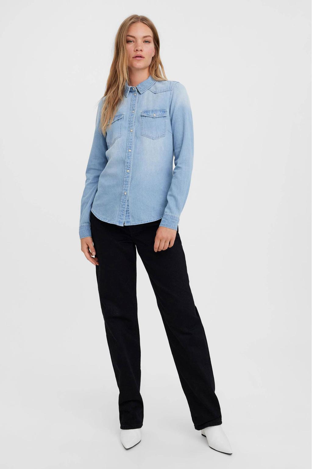 VERO MODA denim blouse VMMARIA lichtblauw