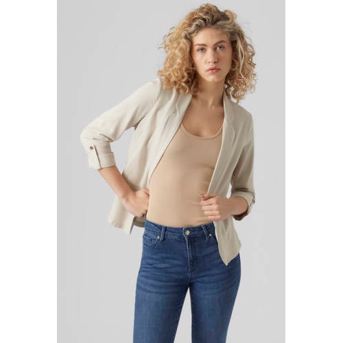 VERO MODA loose fit blazer VMJESMILO met linnen beige afbeelding