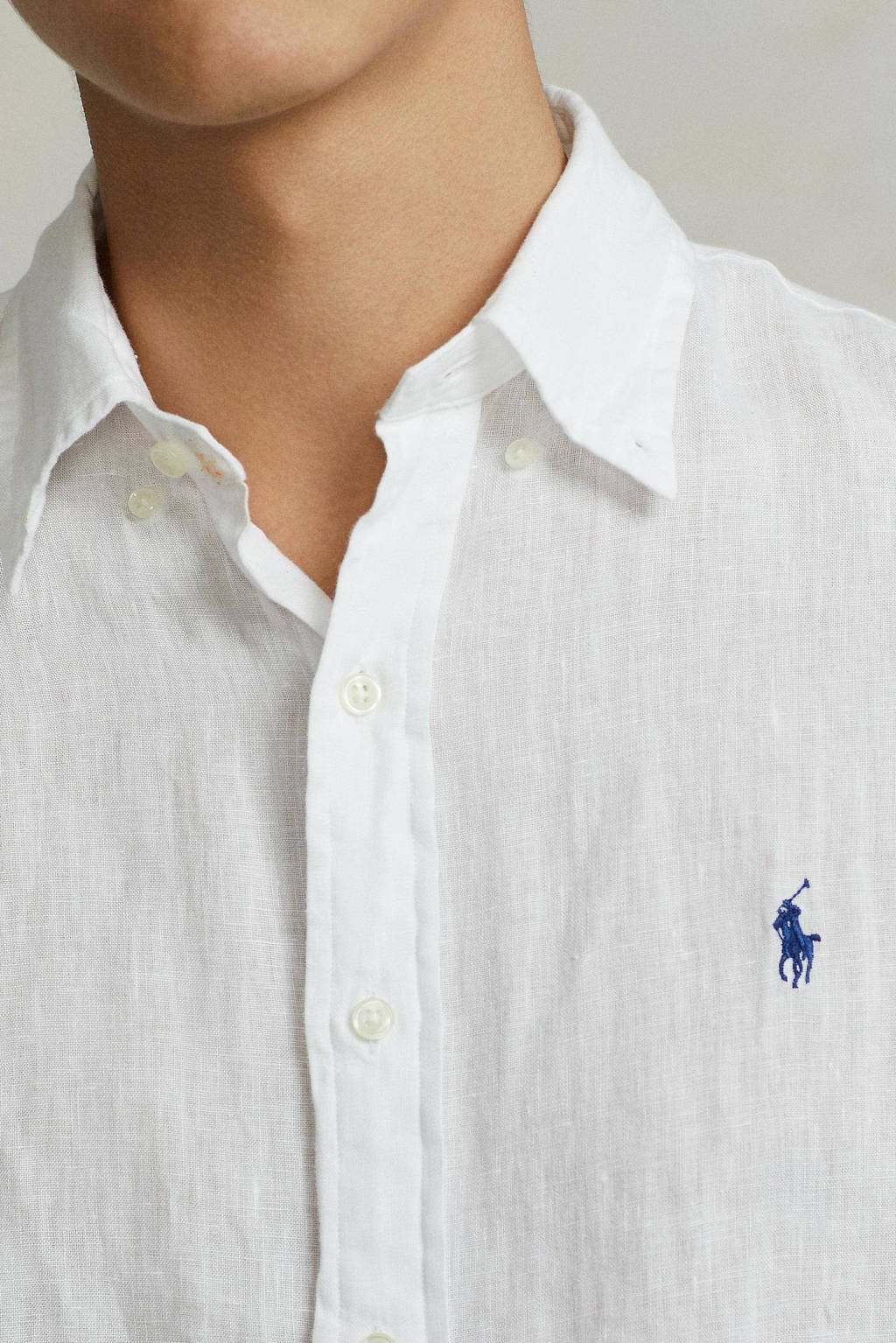 zonsopkomst metalen sap POLO Ralph Lauren linnen slim fit overhemd white | wehkamp
