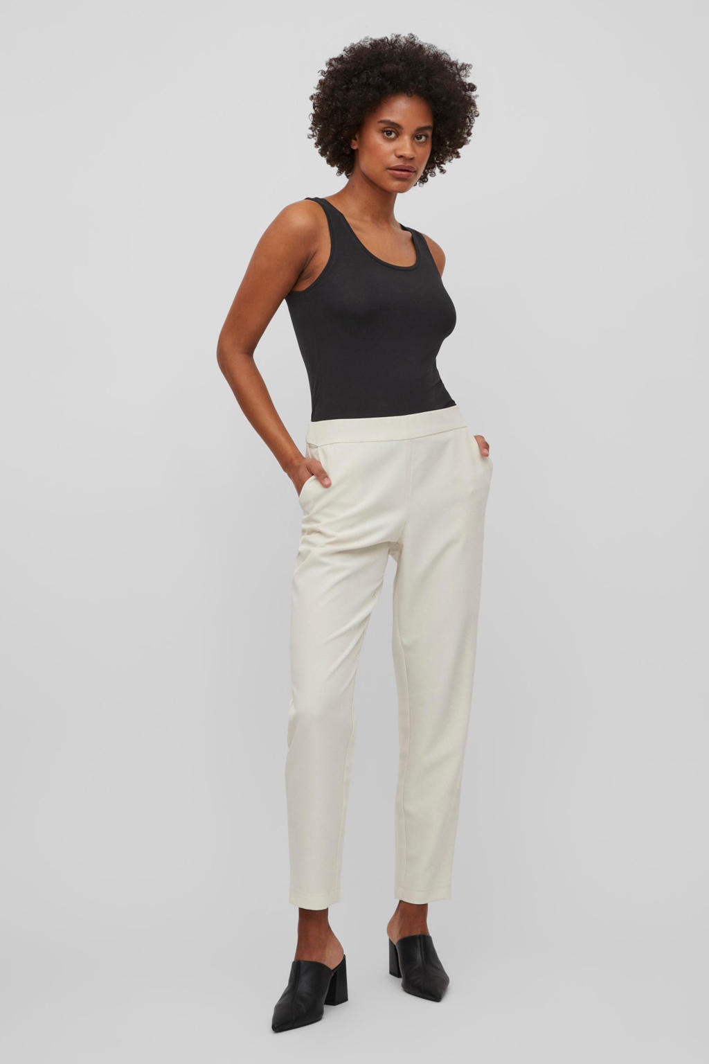Zwarte dames VILA singlet van viscose met ronde hals