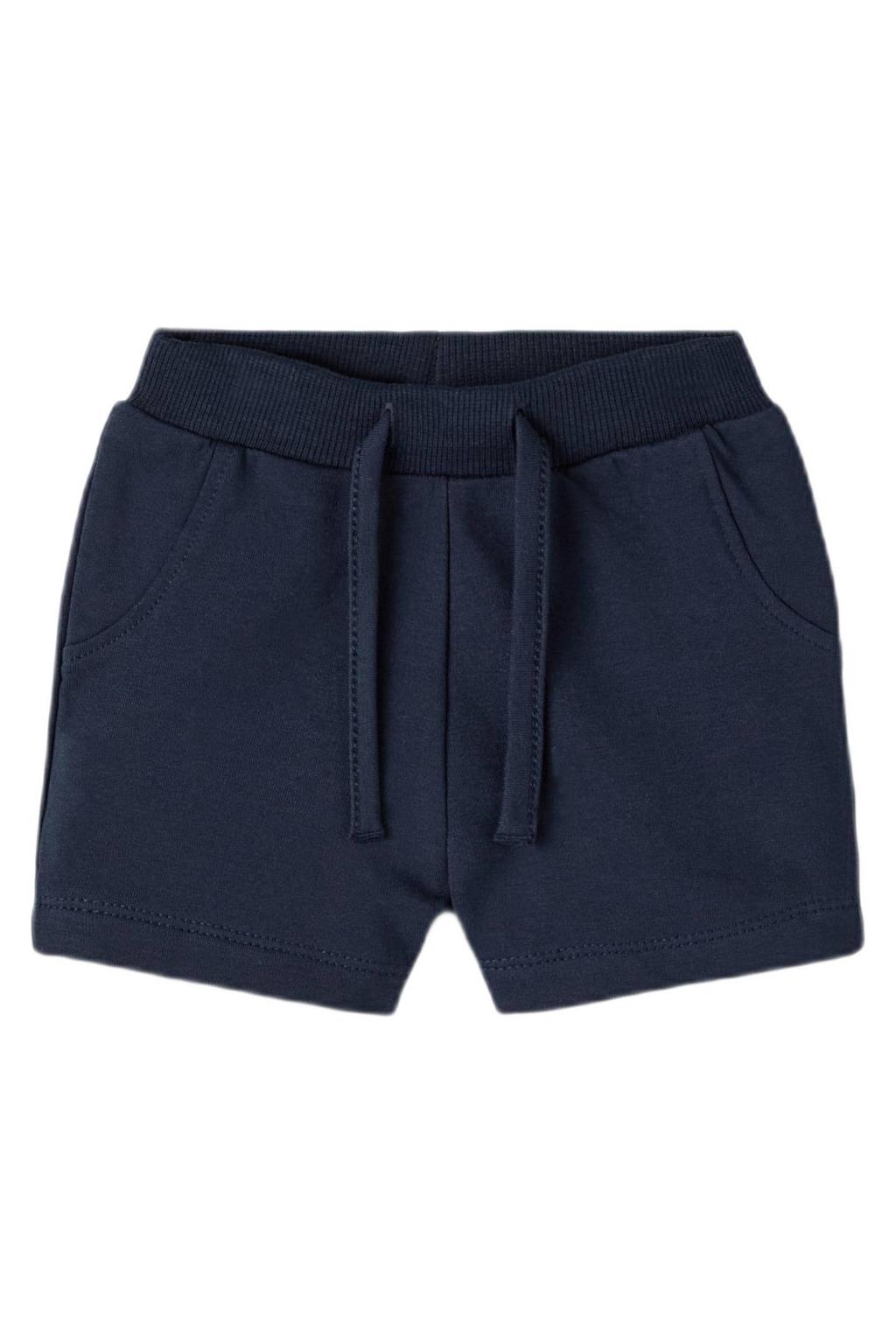 Donkerblauwe jongens NAME IT BABY baby short van katoen met regular waist, elastische tailleband met koord en effen