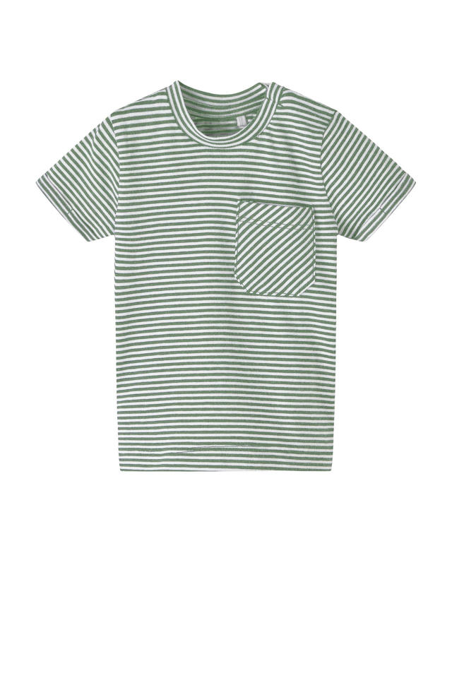draagbaar oppervlakte Eervol NAME IT BABY newborn baby gestreept T-shirt NBMFAST groen/wit | wehkamp