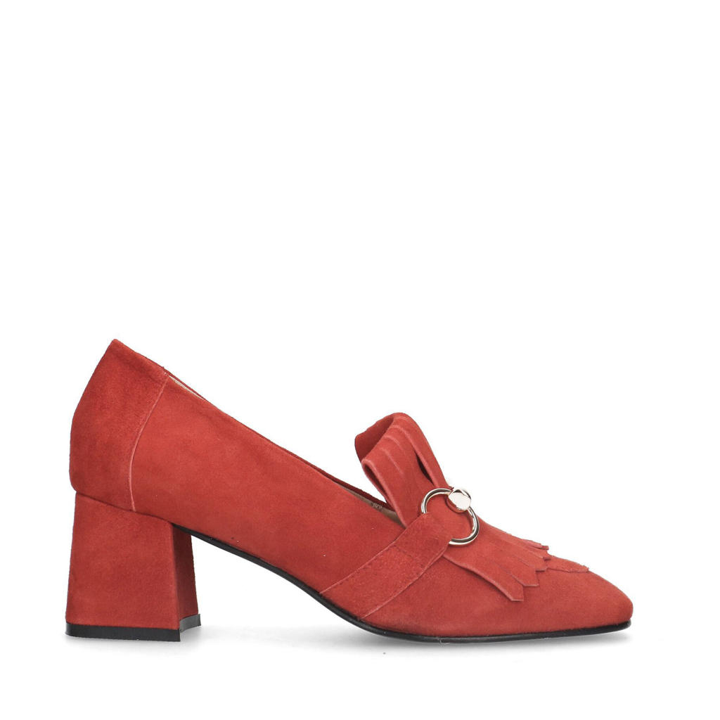 Oranje dames Manfield suède pumps met blokhak