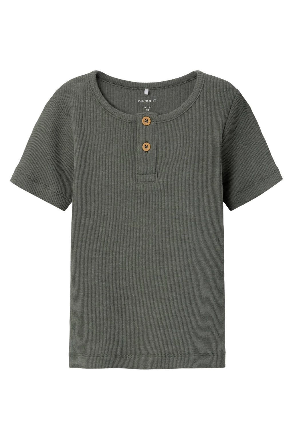 Grijsgroene jongens NAME IT MINI T-shirt katoen met korte mouwen en ronde hals