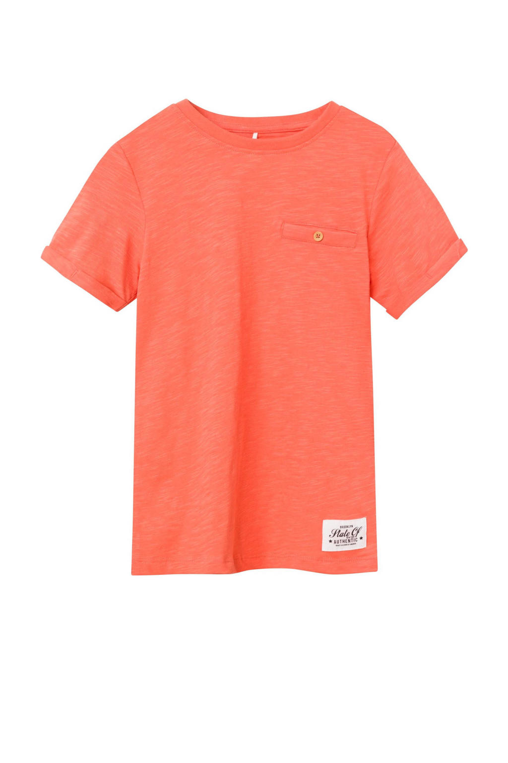 Oranje jongens NAME IT KIDS T-shirt van katoen met korte mouwen en ronde hals