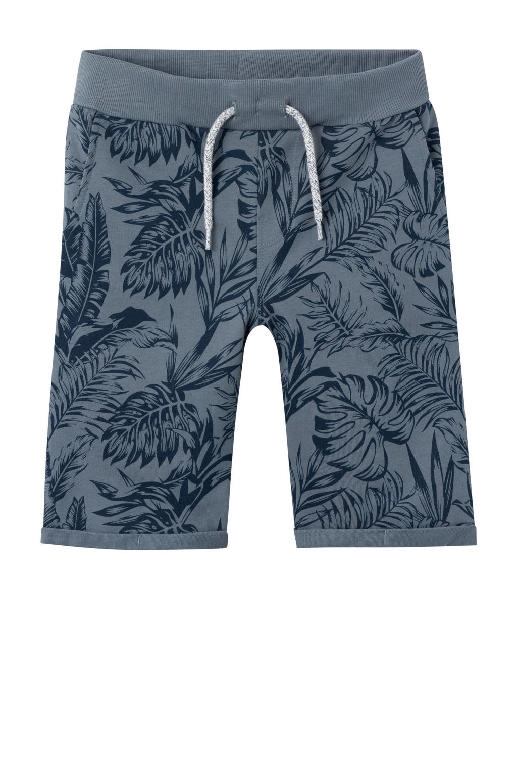 Blauwe jongens NAME IT KIDS short van sweat materiaal met elastische tailleband met koord