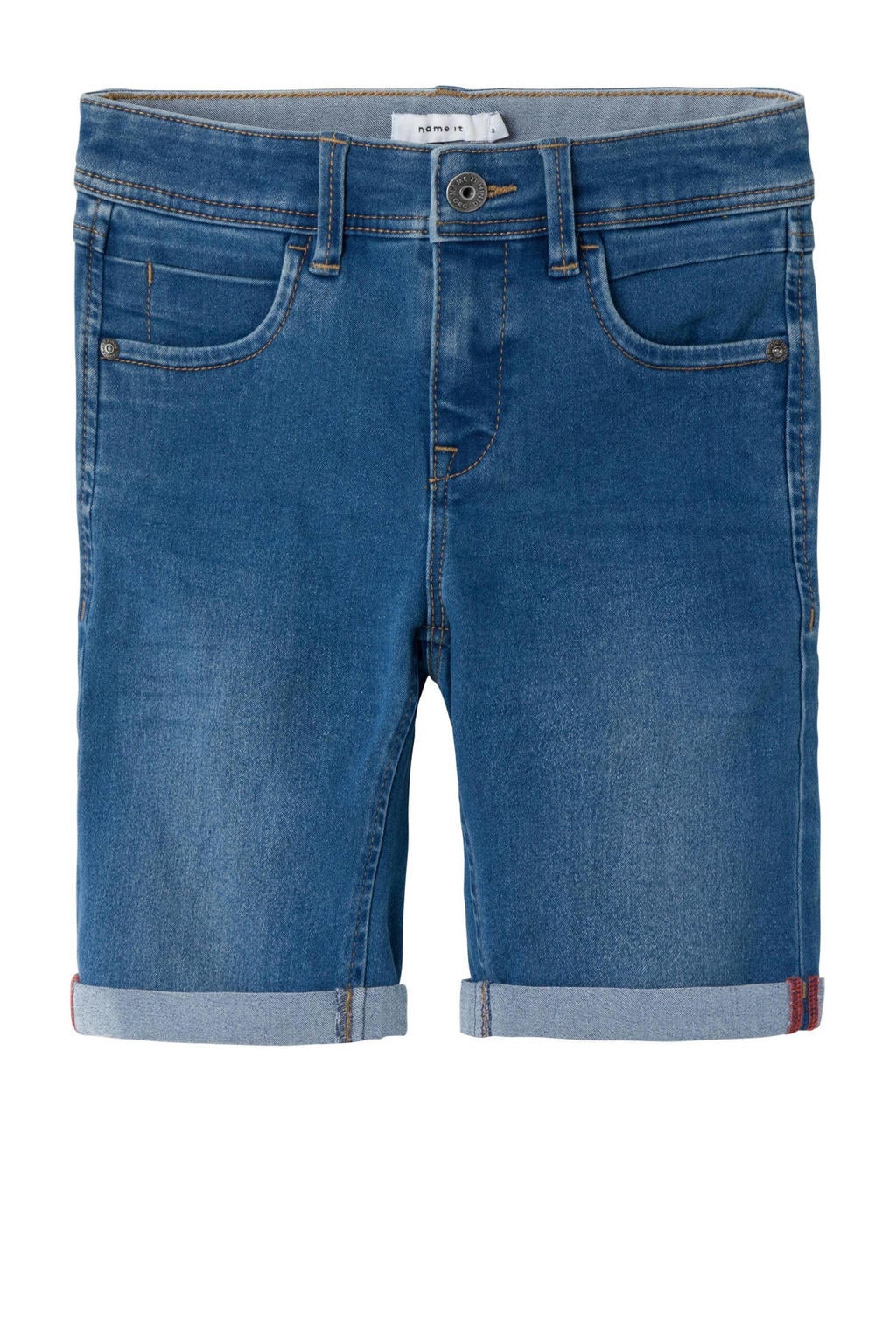 Stonewashed jongens NAME IT KIDS slim fit short van stretchdenim met regular waist en effen