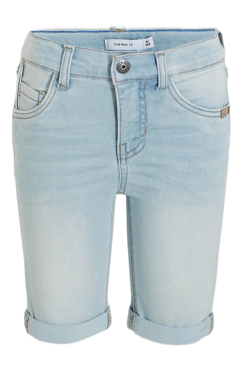 Light blue denim jongens NAME IT KIDS slim fit short XSL met regular waist en effen