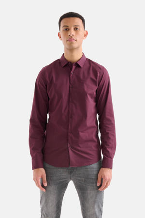 slim fit overhemd Diagonaal Overhemd darkred