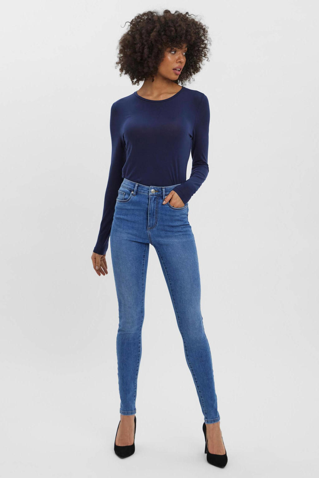 VERO MODA high waist skinny jeans VMSOPHIA medium blue denim