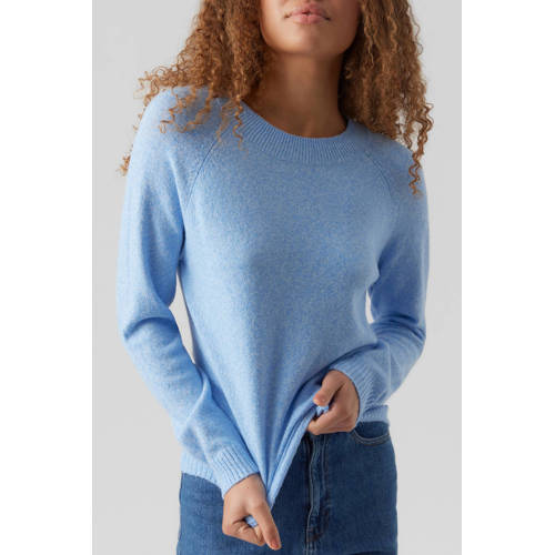 VERO MODA gemÃªleerde gebreide trui VMDOFFY van polyester lichtblauw afbeelding