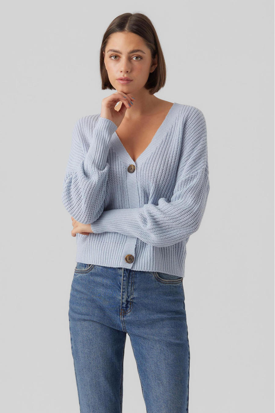 Gebreid vest voor dames met lange mouwen, grofgebreid, jas