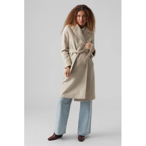 VERO MODA coat VMFORTUNEAYA met ceintuur beige afbeelding