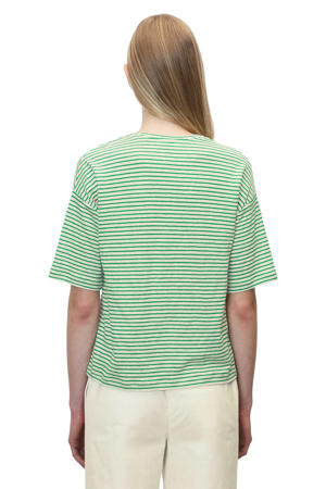 gestreept linnen T-shirt groen/wit