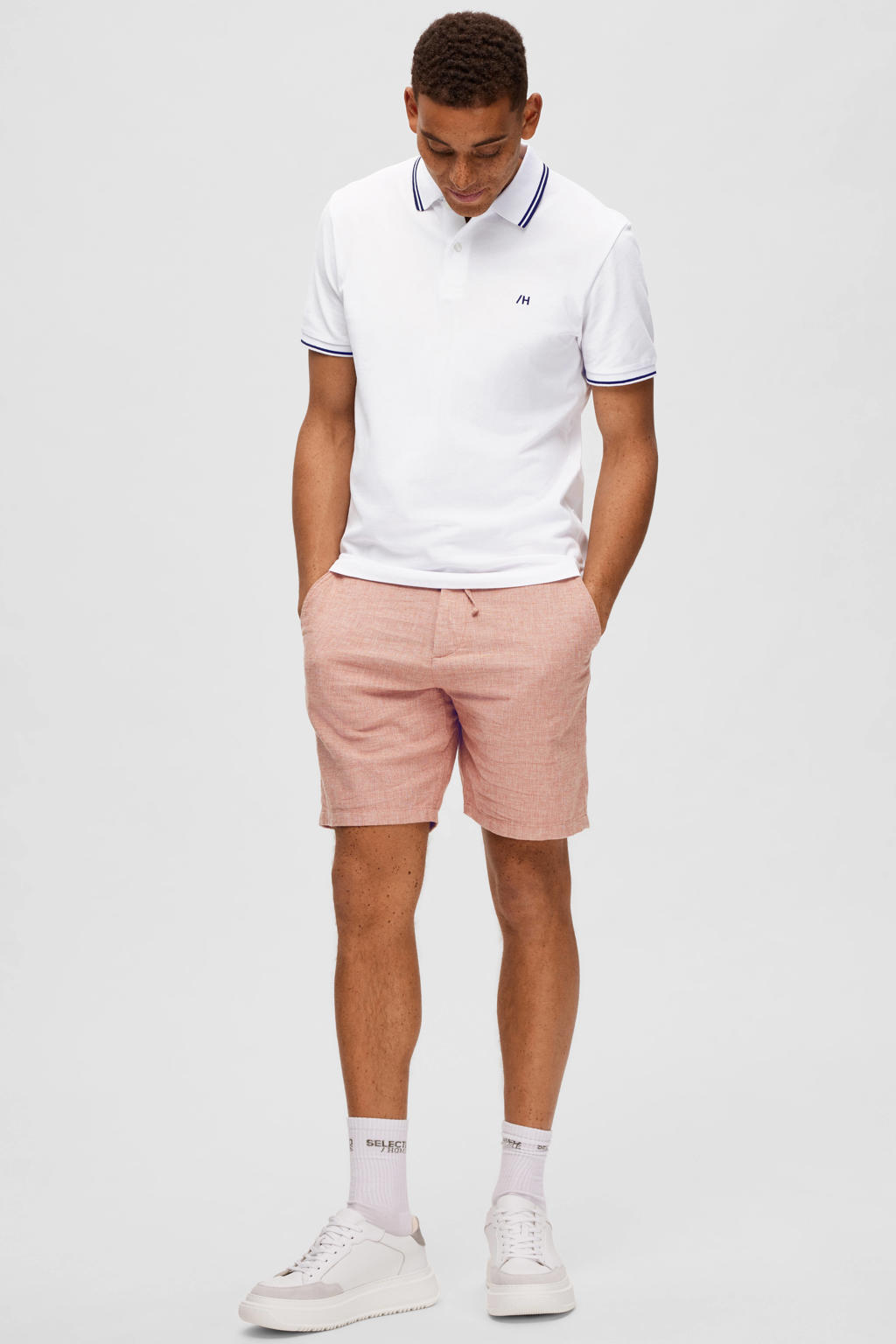 Selected linnen regular chino short rood