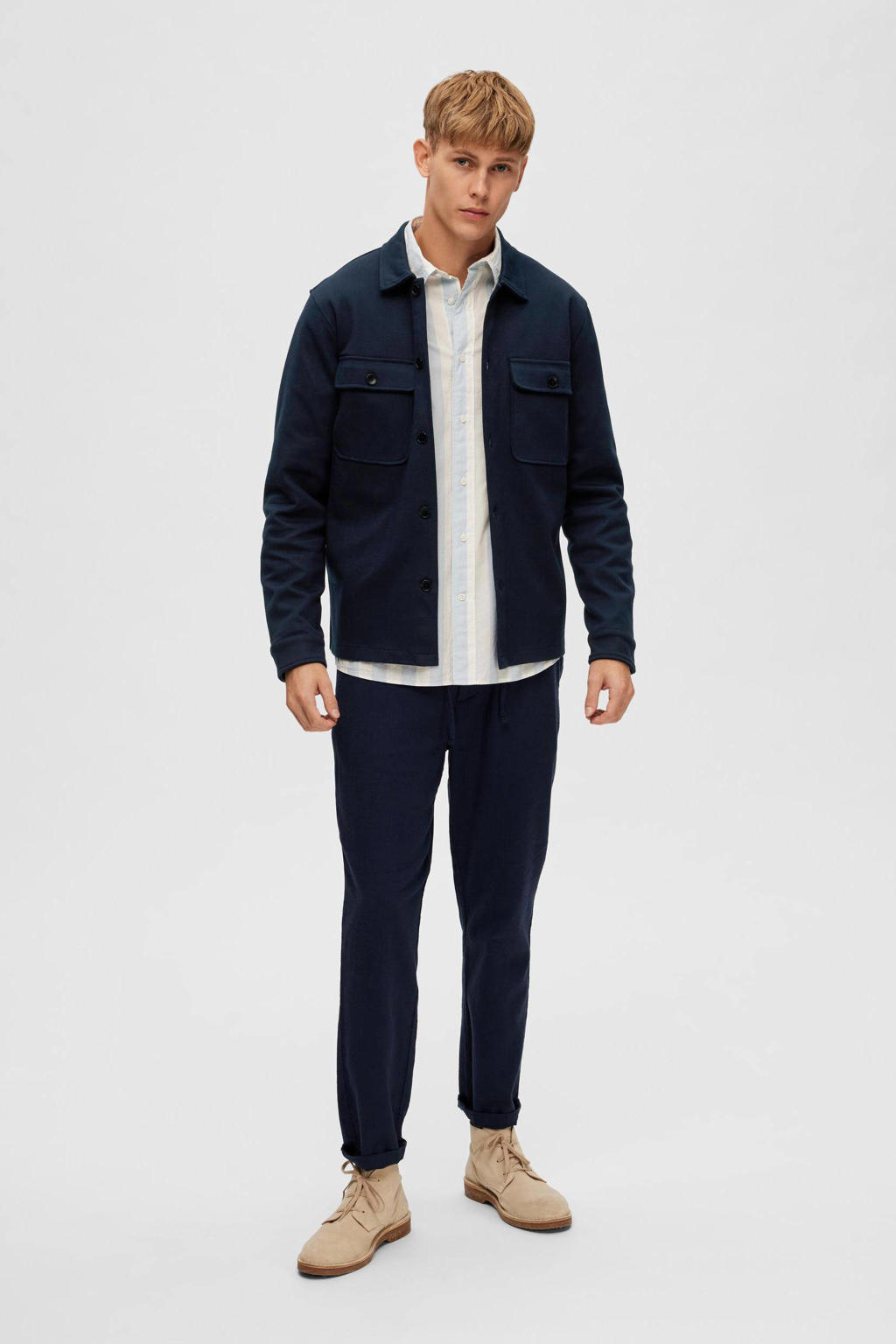 Selected regular fit overshirt SLHFENLEY blauw