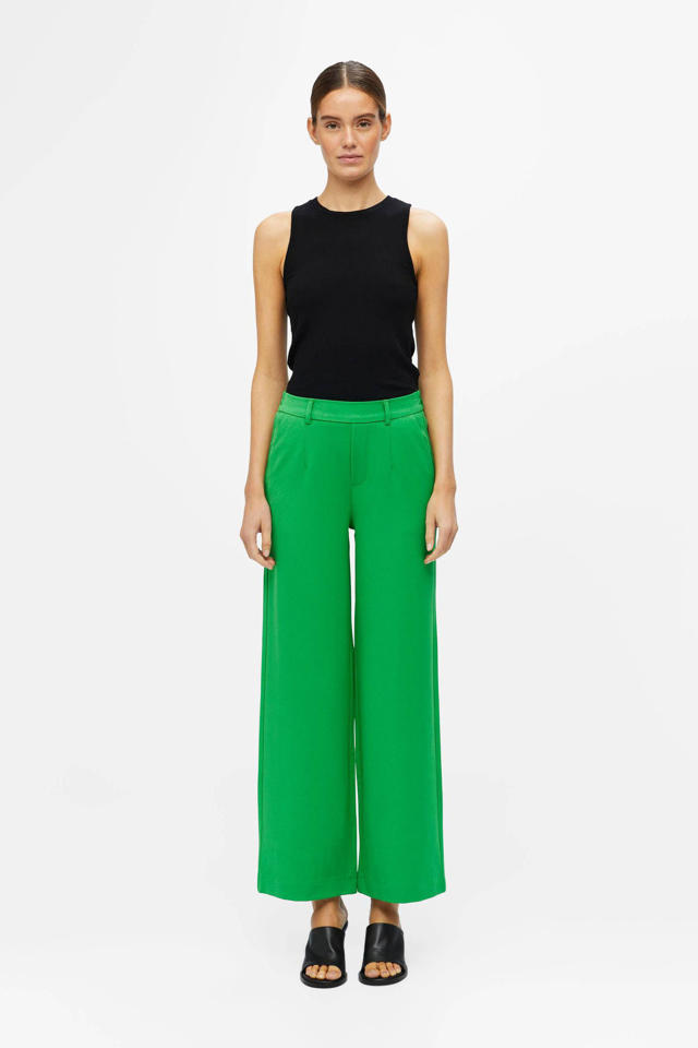 Waakzaam dikte Weigering OBJECT wide leg pantalon OBJLISA van gerecycled polyester groen | wehkamp