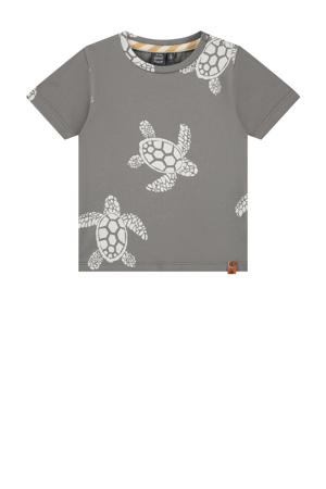 T-shirt met all over print grijs/wit