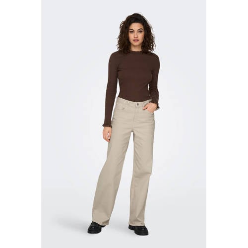 ONLY high waist wide leg jeans ONLJUICY ecru afbeelding
