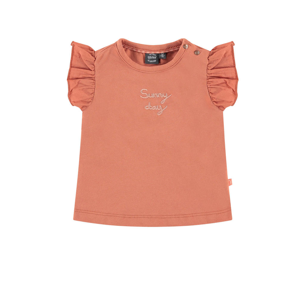 Babyface newborn baby Tshirt met tekst en ruches roze wehkamp