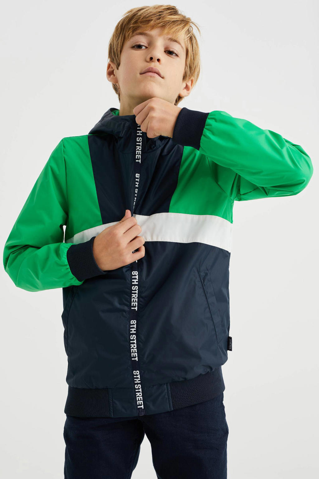 WE Fashion zomerjas groen/donkerblauw/wit wehkamp