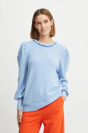 fijngebreide trui BYNONINA met textuur lichtblauw