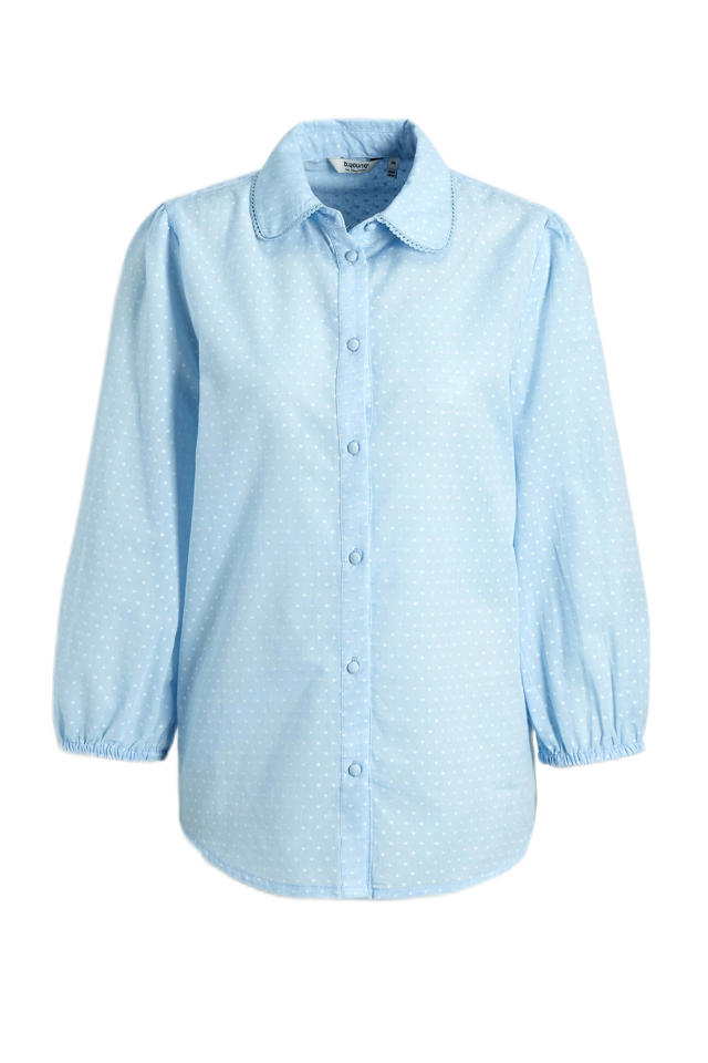 blouse BYGABIE met stippen en plooien lichtblauw/wit | wehkamp