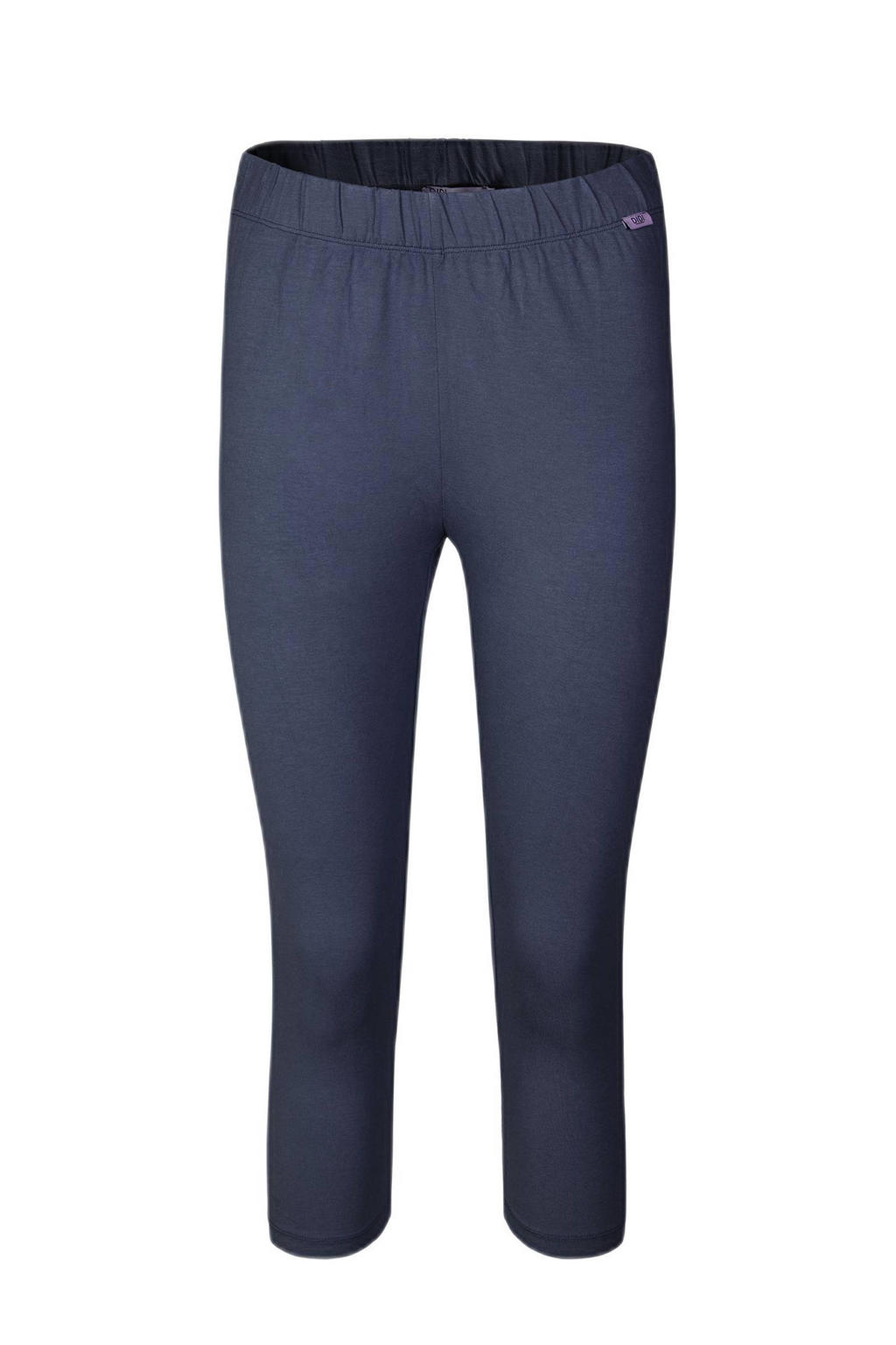 Donkerblauwe dames Didi capri legging van viscose met skinny fit, regular waist en elastische tailleband