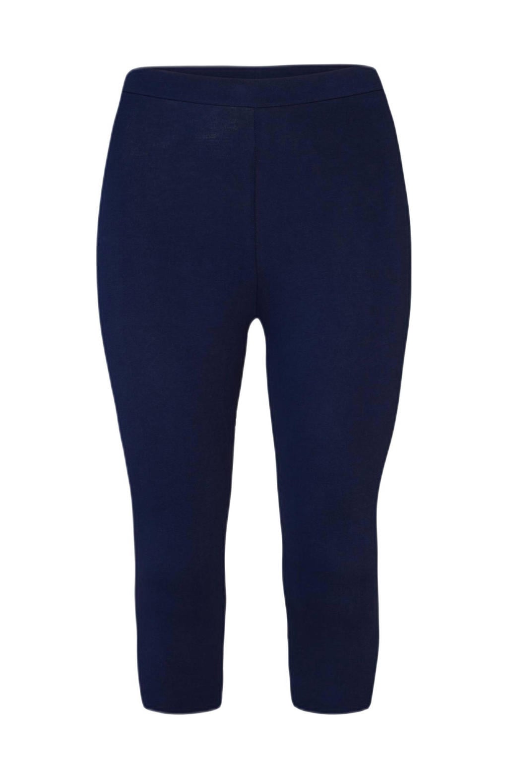 Donkerblauwe dames Miss Etam Plus capri legging Leyla van katoen met skinny fit, regular waist en effen