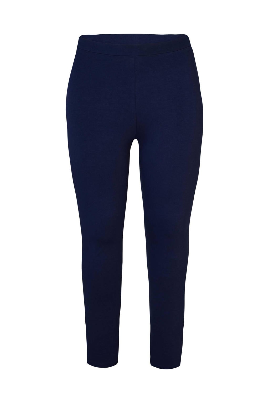 Donkerblauwe dames Miss Etam Plus Plus Size legging Leyla van katoen met skinny fit, regular waist en effen