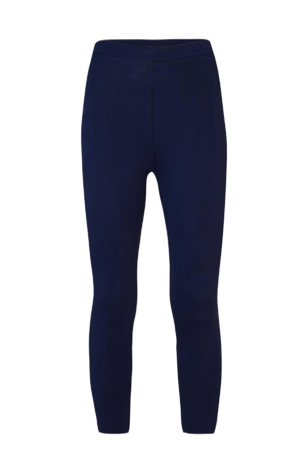 Donkerblauwe dames Miss Etam 7 8 legging Leyla van katoen met skinny fit, high waist en effen