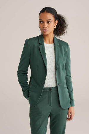 jersey getailleerde blazer Liz donkergroen