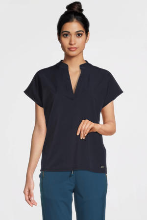 blousetop Stella van travelstof donkerblauw