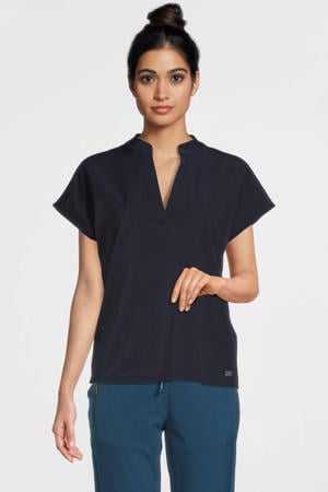 blousetop Stella van travelstof donkerblauw