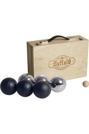 Jeu de boules set gepoedercoat in houten doos